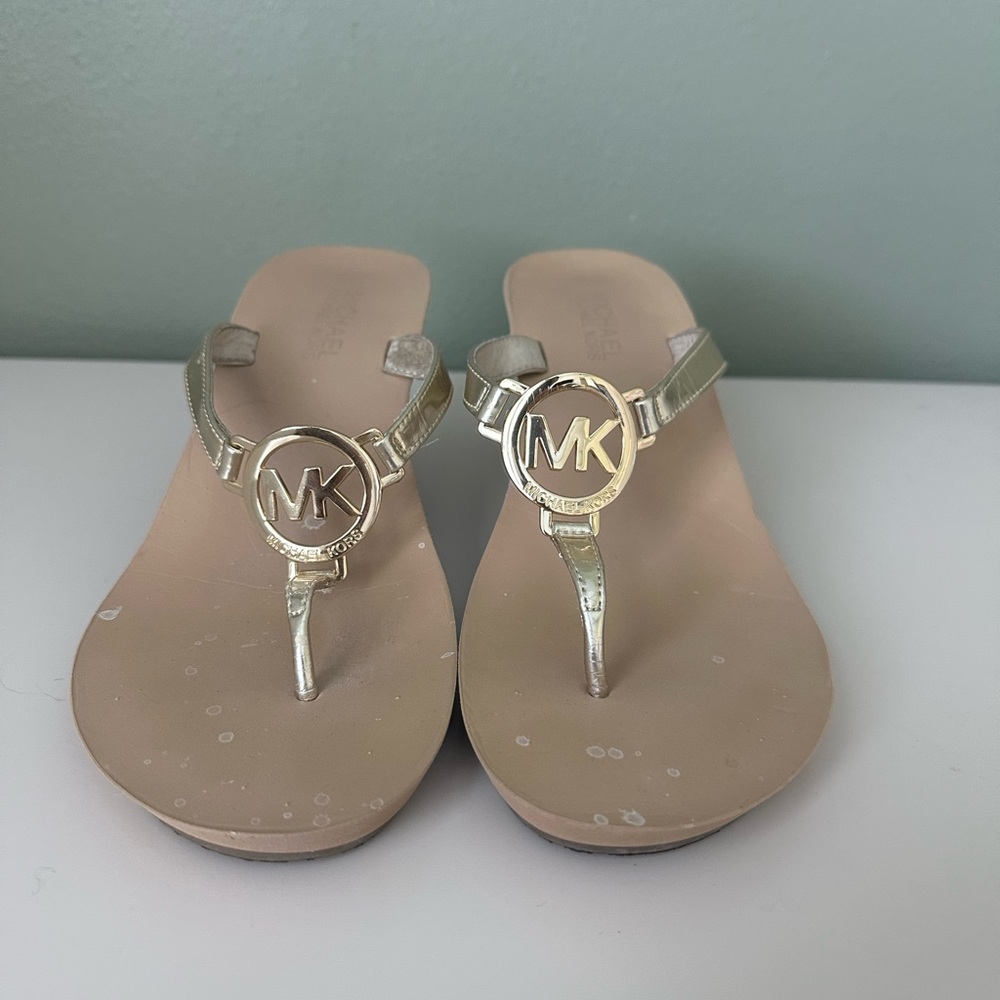 Michael Kors Metallic Gold Thong Sandals